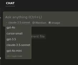Switching between models in Cursor
