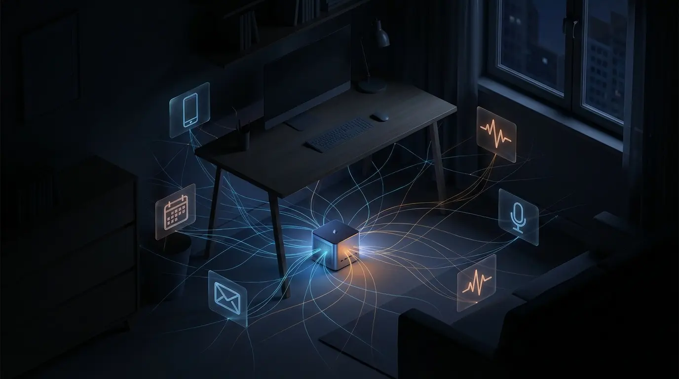 System76 Meerkat mini PC running an always-on AI assistant