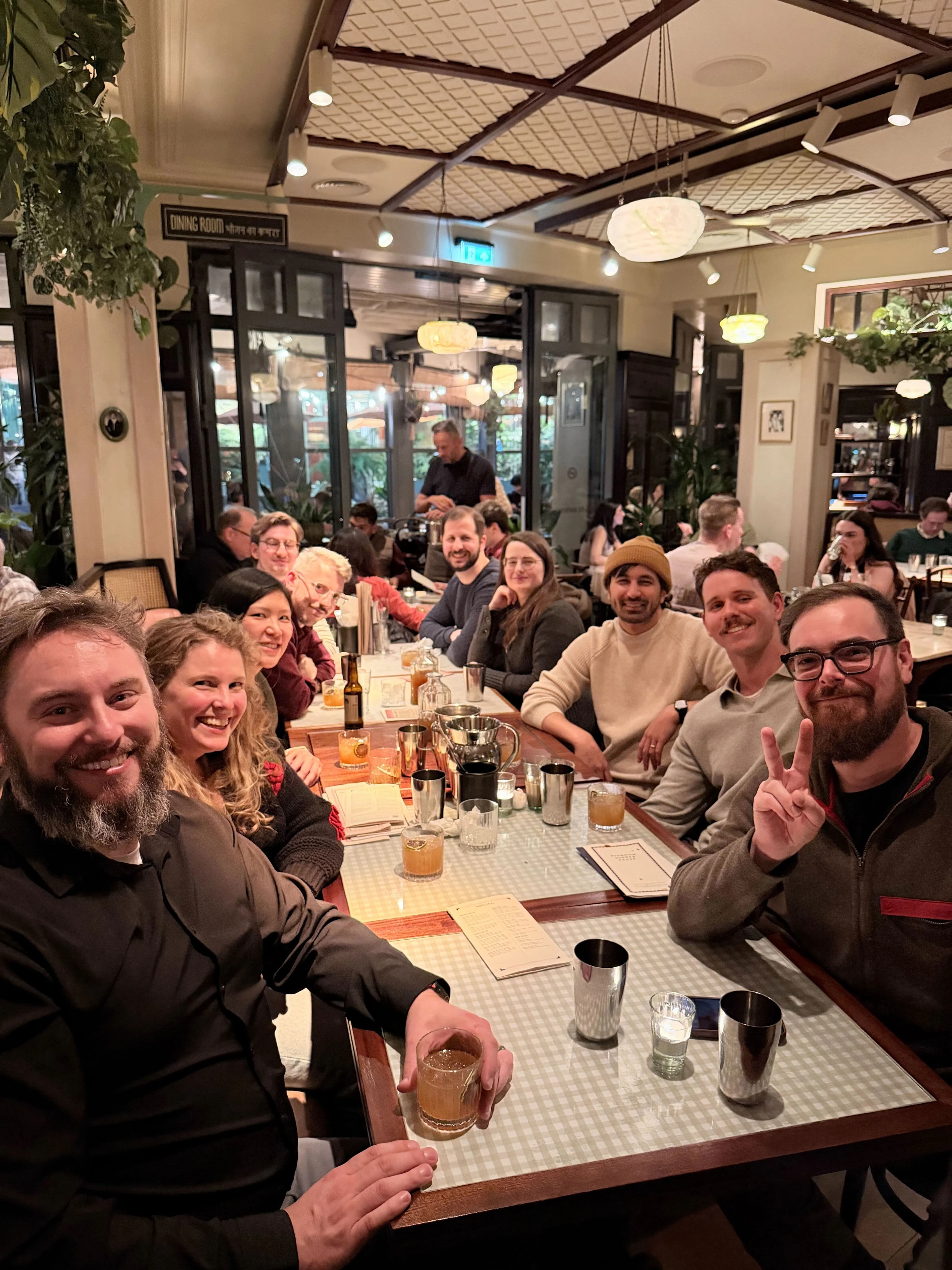 The full WorkOS crew at dinner in London during AI Engineering London