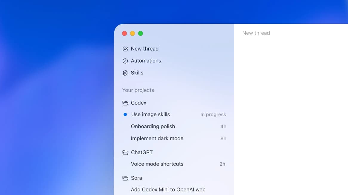 Codex skills and automation configuration panel