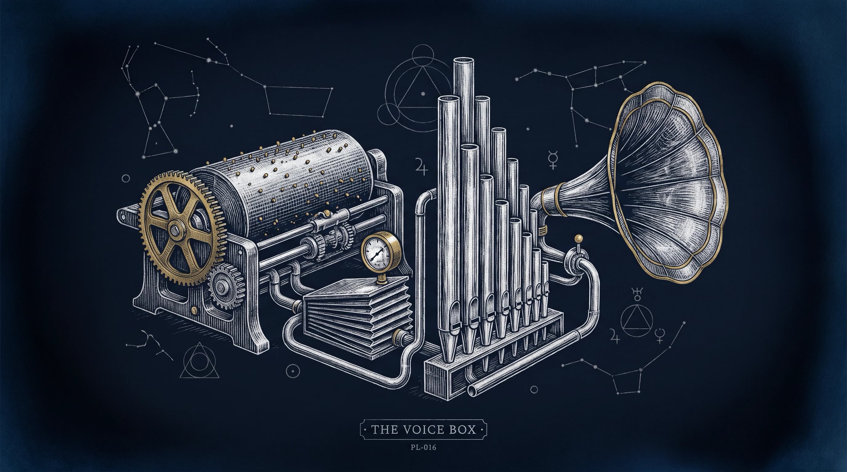 The Voice Box blueprint plate