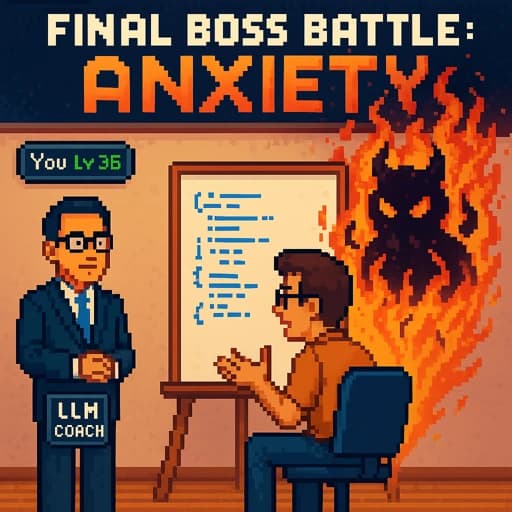 Hero image illustrating the journey of overcoming live coding interview anxiety through AI-assisted practice and systematic desensitization
