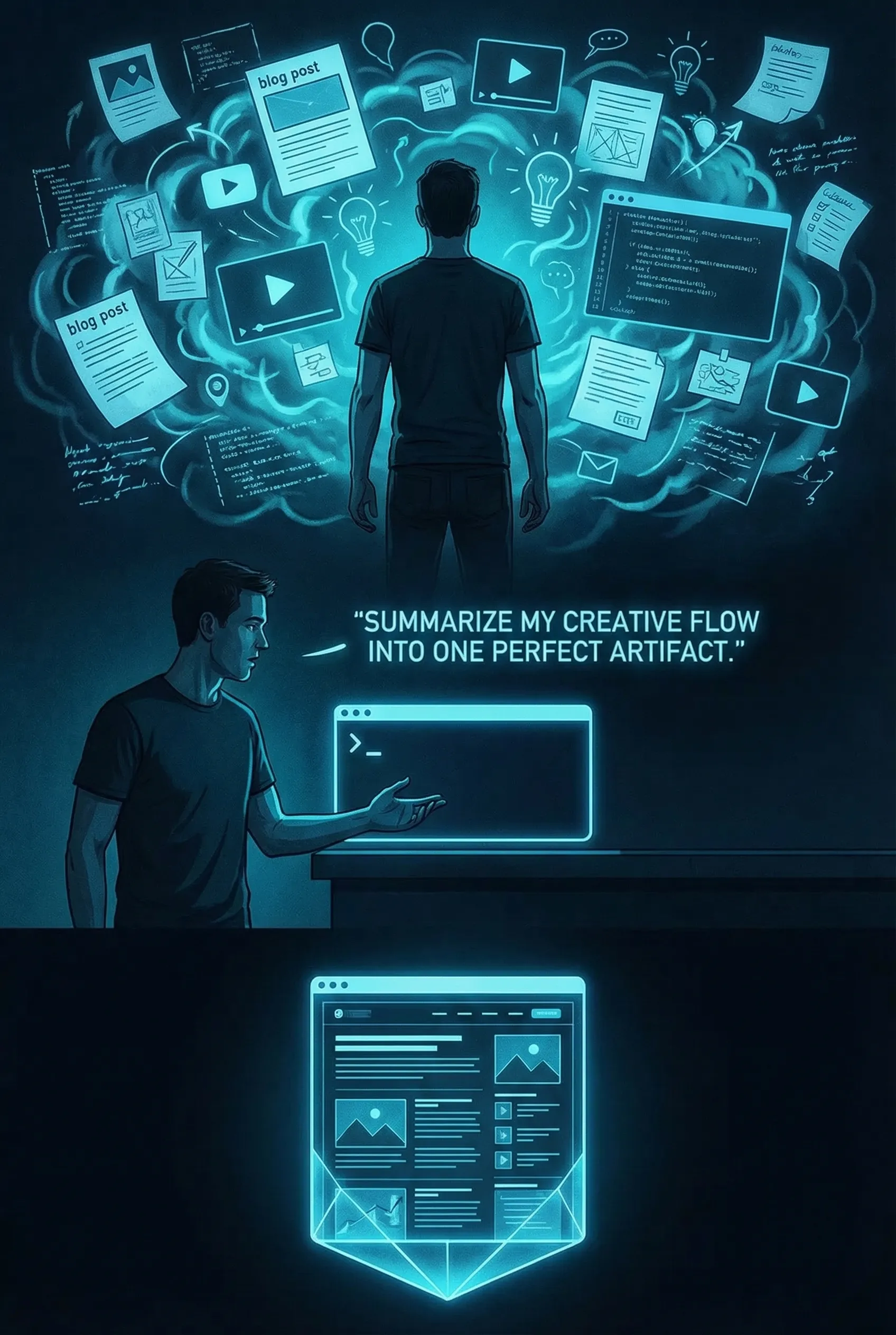 From scattered ideas to polished artifact — one chat turn away