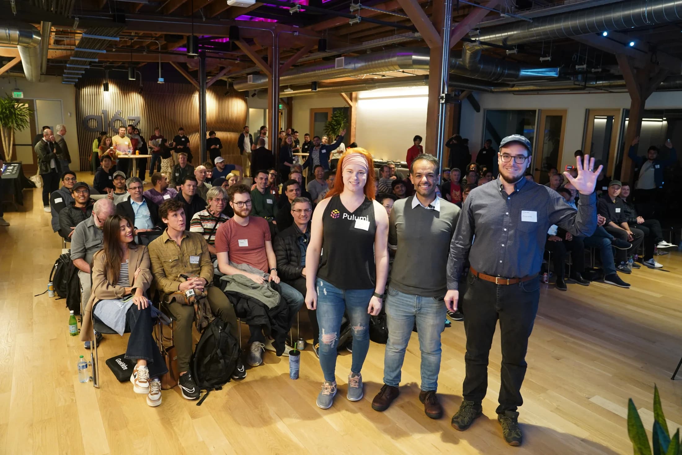 Zack with the speakers and audience gathered for a group photograph at a16z.