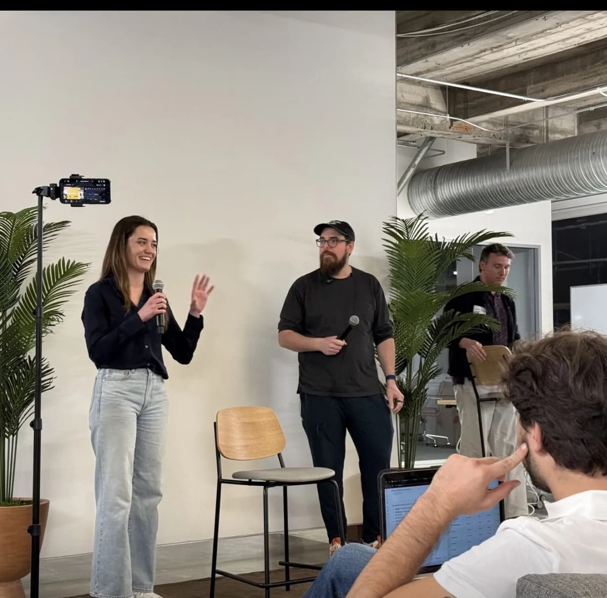 Lydia from Anthropic's Claude Code team and Zack Proser taking audience questions after the workshop